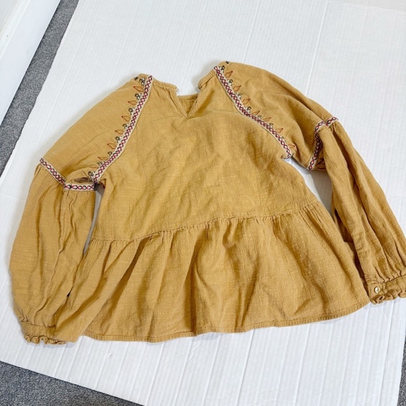 Zara Kids Embroidered Floral Pompom Tunic Top Size 9 Fall Pumpkin Patch School - Picture 3 of 11